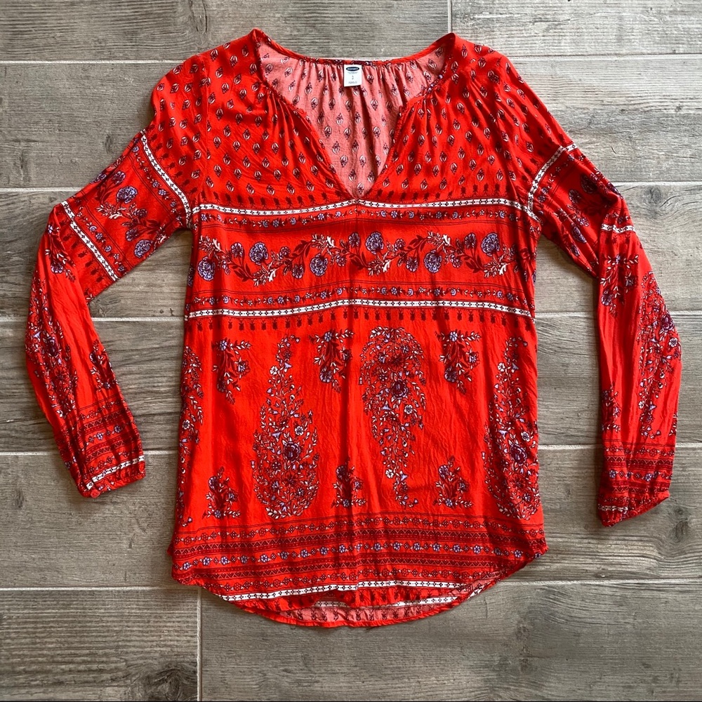 Old Navy Patterned Long Sleeve Blouse